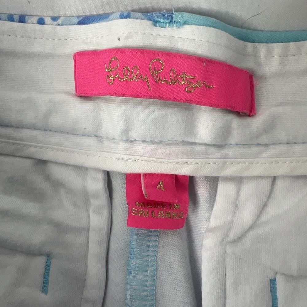 Lilly Pulitzer 4 The WALSH Chino Shorts Flat‎ Front Blue Pink Turquoise - Picture 4 of 9